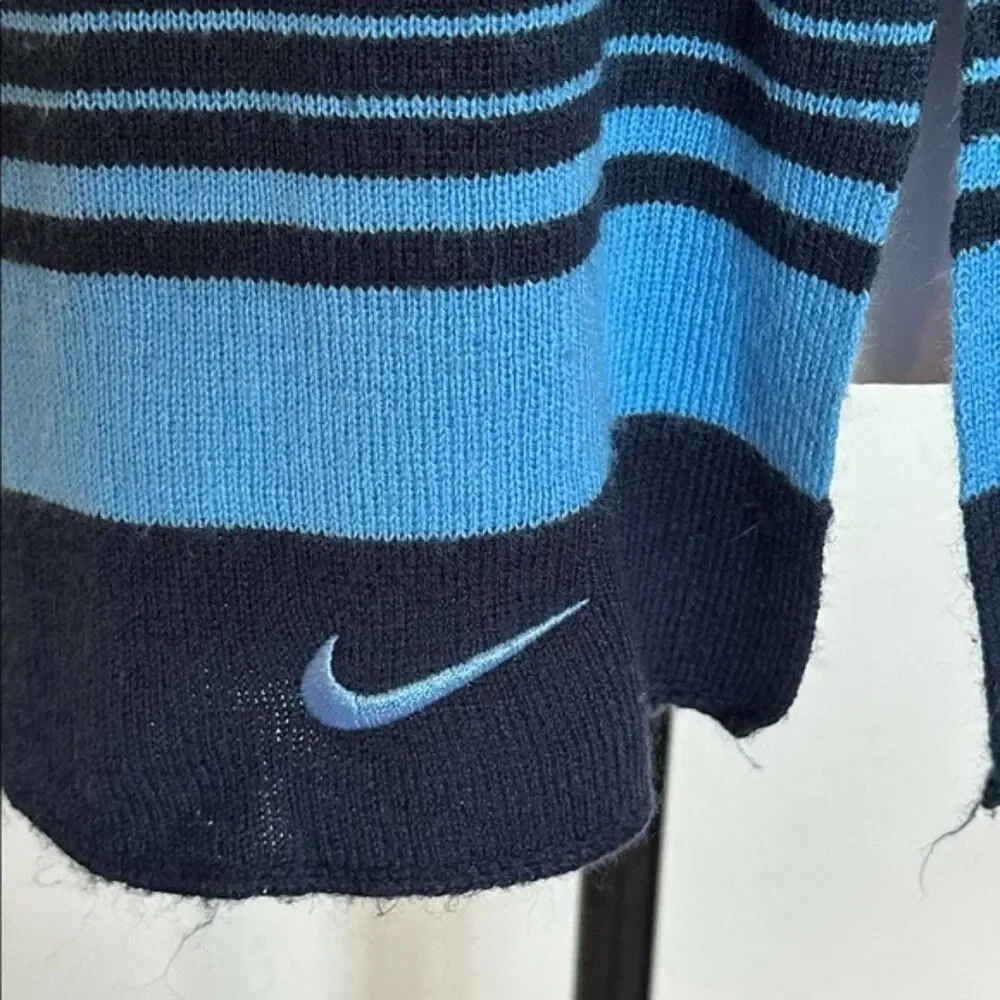 Nike Striped Wool Scarf Mens OS Rectangle Sport Active Athleisure Cozy Navy